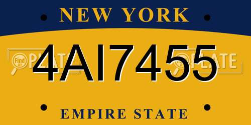 4AI7455 New York License Plate