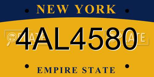 4AL4580 New York License Plate