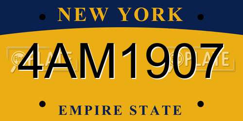 4AM1907 New York License Plate