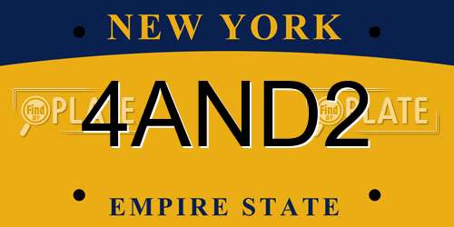 4AND2 New York License Plate