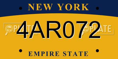 4AR072 New York License Plate