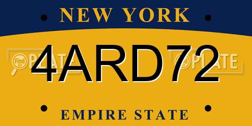4ARD72 New York License Plate