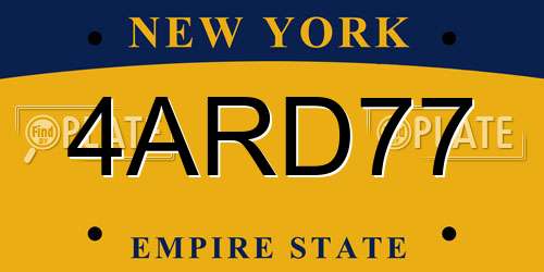 4ARD77 New York License Plate