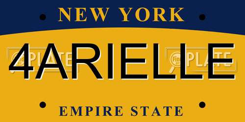 4ARIELLE New York License Plate