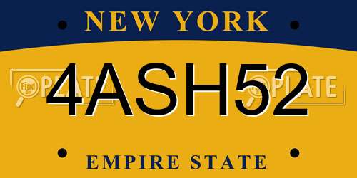 4ASH52 New York License Plate