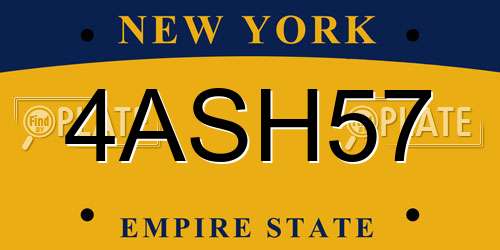 4ASH57 New York License Plate