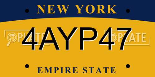 4AYP47 New York License Plate