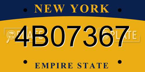 4B07367 New York License Plate
