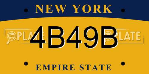 4B49B New York License Plate