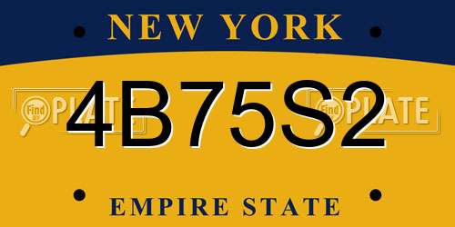 4B75S2 New York License Plate