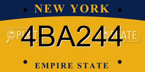 4BA244 New York License Plate