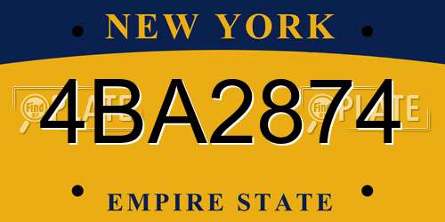 4BA2874 New York License Plate
