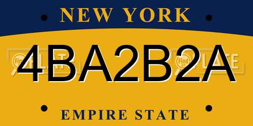 4BA2B2A New York License Plate