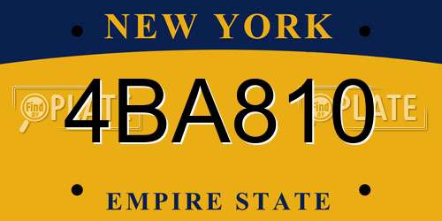 4BA810 New York License Plate