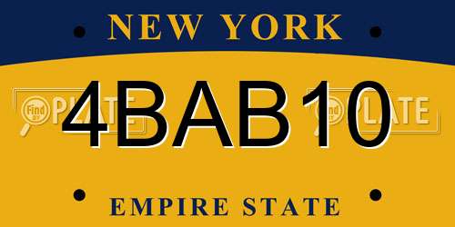 4BAB10 New York License Plate