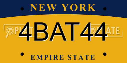 4BAT44 New York License Plate