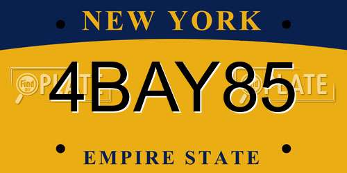 4BAY85 New York License Plate