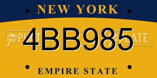 4BB985 New York License Plate