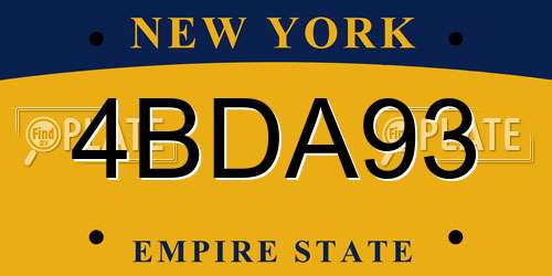 4BDA93 New York License Plate
