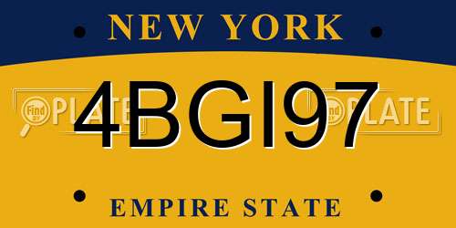 4BGI97 New York License Plate