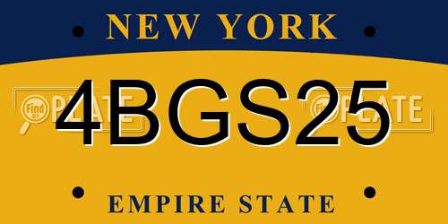 4BGS25 New York License Plate