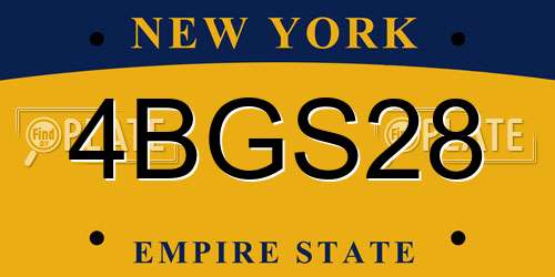 4BGS28 New York License Plate