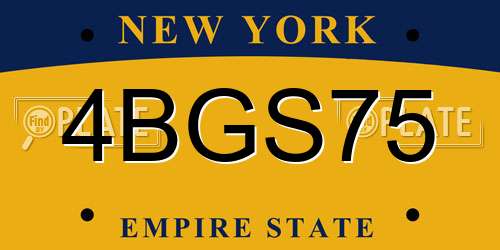 4BGS75 New York License Plate