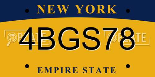 4BGS78 New York License Plate