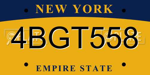 4BGT558 New York License Plate
