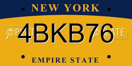 4BKB76 New York License Plate