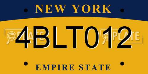 4BLT012 New York License Plate