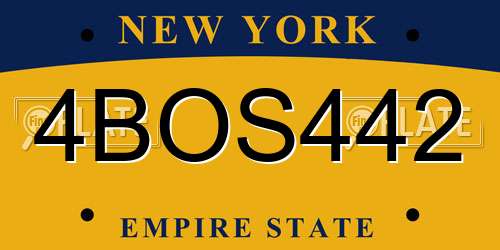 4BOS442 New York License Plate