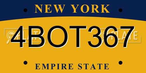 4BOT367 New York License Plate
