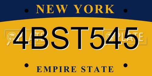 4BST545 New York License Plate