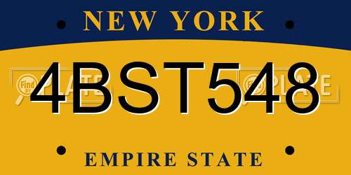 4BST548 New York License Plate