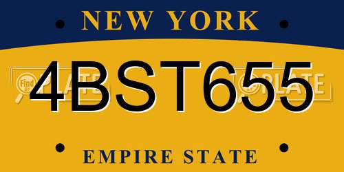 4BST655 New York License Plate
