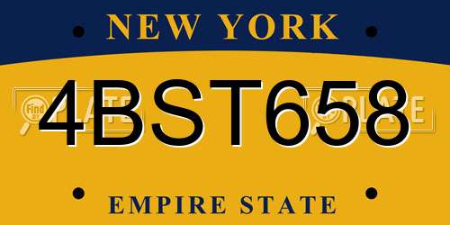 4BST658 New York License Plate