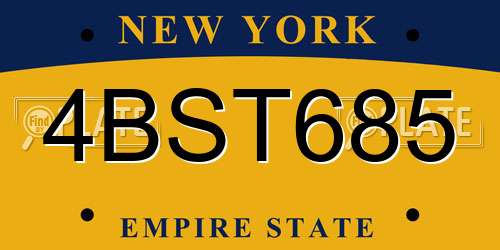 4BST685 New York License Plate