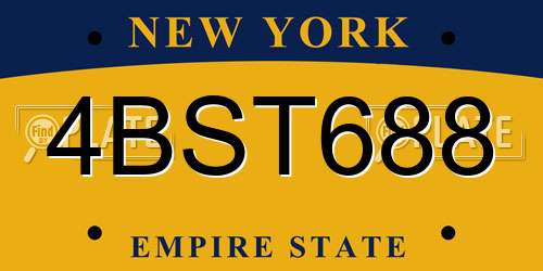 4BST688 New York License Plate