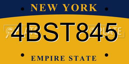 4BST845 New York License Plate