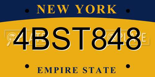 4BST848 New York License Plate