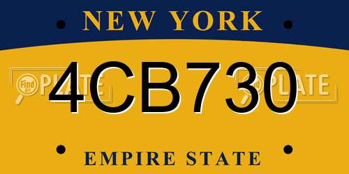 4CB730 New York License Plate