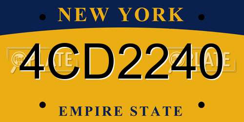 4CD2240 New York License Plate