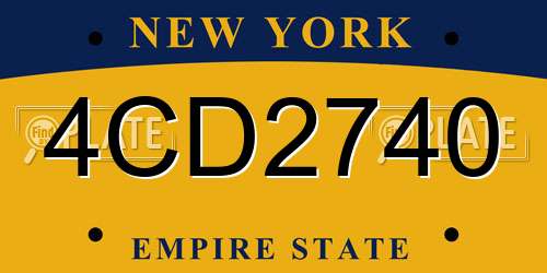 4CD2740 New York License Plate