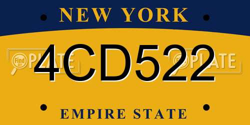 4CD522 New York License Plate