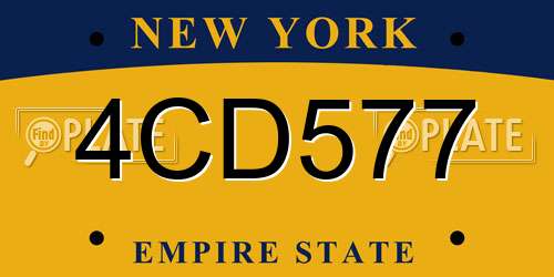 4CD577 New York License Plate