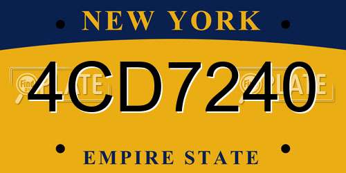 4CD7240 New York License Plate