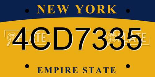4CD7335 New York License Plate