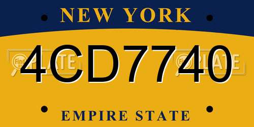 4CD7740 New York License Plate