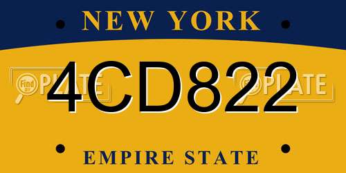 4CD822 New York License Plate